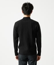 MKFAD61099 MK MICHEL KLEIN HOMME(MKミッシェルクランオム) 【洗濯機で洗える】モックネックニット / ランダムタックストライプ ブラック