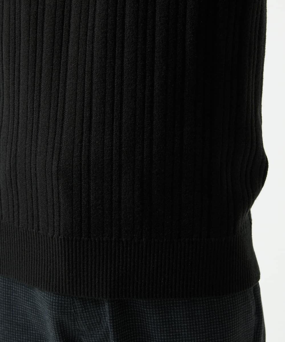 MKFAD61099 MK MICHEL KLEIN HOMME(MKミッシェルクランオム) 【洗濯機で洗える】モックネックニット / ランダムタックストライプ ブラック