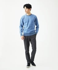 MKFAD63099 MK MICHEL KLEIN HOMME(MKミッシェルクランオム) 【クルーネック/洗濯機で洗える】ランダムタックストライプクルーネックニット ライトブルー