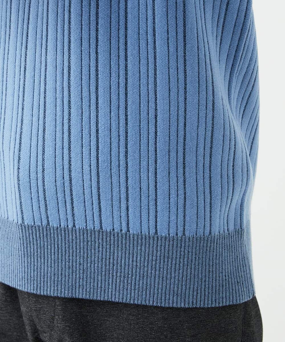 MKFAD63099 MK MICHEL KLEIN HOMME(MKミッシェルクランオム) 【クルーネック/洗濯機で洗える】ランダムタックストライプクルーネックニット ライトブルー