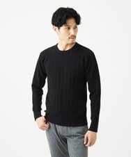 MKFAD63099 MK MICHEL KLEIN HOMME(MKミッシェルクランオム) 【クルーネック/洗濯機で洗える】ランダムタックストライプクルーネックニット ネイビー