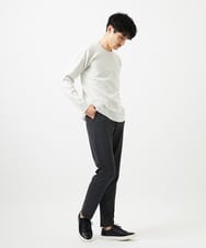 MKFAD63099 MK MICHEL KLEIN HOMME(MKミッシェルクランオム) 【クルーネック/洗濯機で洗える】ランダムタックストライプクルーネックニット ライトグレー