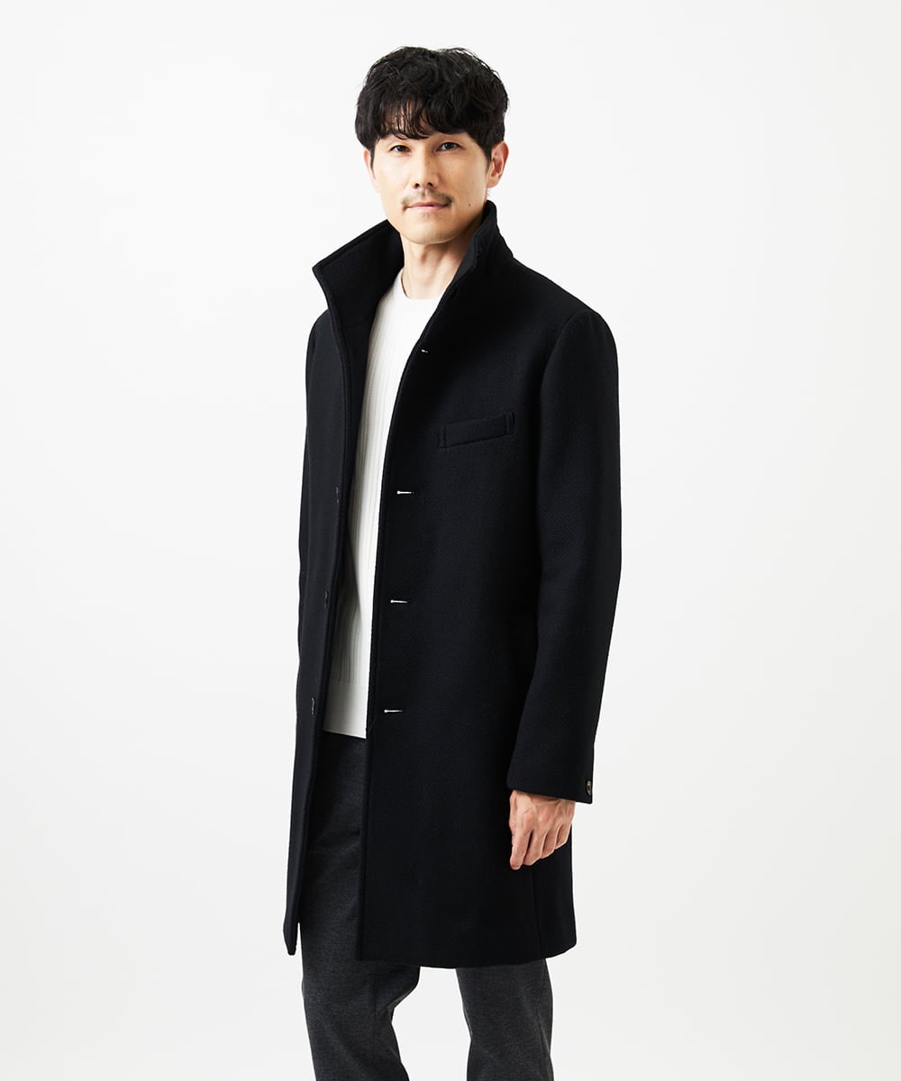 MKFAD63099 MK MICHEL KLEIN HOMME(MKミッシェルクランオム) 【クルーネック/洗濯機で洗える】ランダムタックストライプクルーネックニット ライトグレー