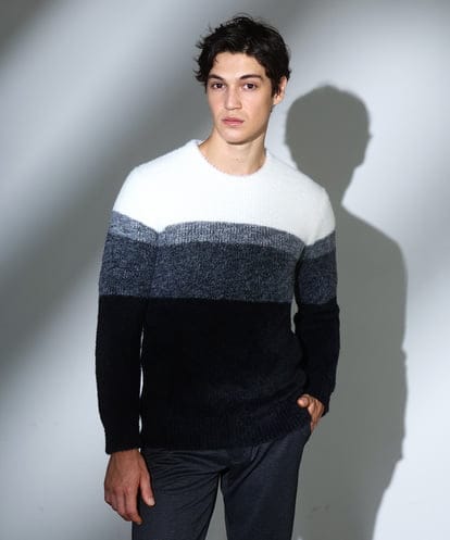 MKFAF25095 MK MICHEL KLEIN HOMME 【洗える/ソフトタッチ】プルオーバーニット / フェザーヤーン