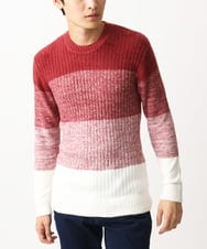 MKFDC21099 MK MICHEL KLEIN HOMME(MKミッシェルクランオム) 【ふわふわ感触／ギフト／洗える】クルーネックニット / フェザーモールヤーン オレンジ