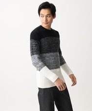 MKFDC21099 MK MICHEL KLEIN HOMME(MKミッシェルクランオム) 【ふわふわ感触／ギフト／洗える】クルーネックニット / フェザーモールヤーン ネイビー