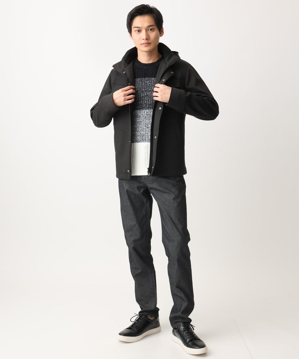 MKFDC21099 MK MICHEL KLEIN HOMME(MKミッシェルクランオム) 【ふわふわ感触／ギフト／洗える】クルーネックニット / フェザーモールヤーン ネイビー