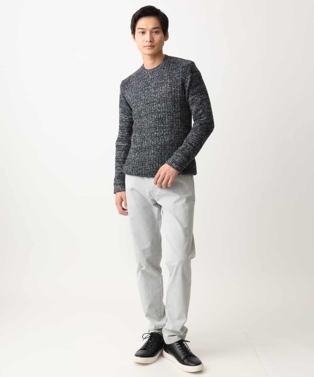 MKFDC21099 MK MICHEL KLEIN HOMME(MKミッシェルクランオム) 【ふわふわ感触／ギフト／洗える】クルーネックニット / フェザーモールヤーン ネイビー