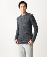 MKFDC21099 MK MICHEL KLEIN HOMME(MKミッシェルクランオム) 【ふわふわ感触／ギフト／洗える】クルーネックニット / フェザーモールヤーン ネイビー