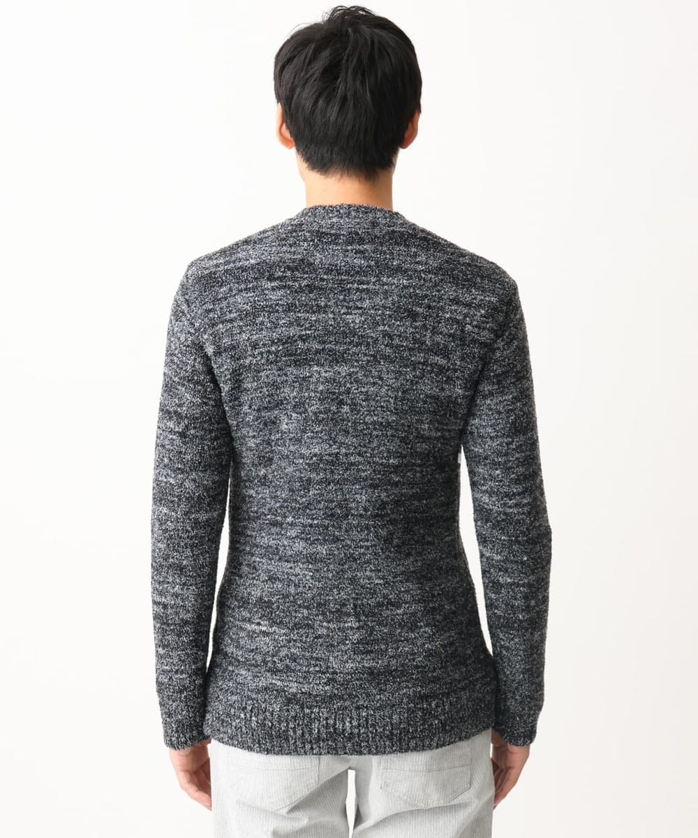MKFDC21099 MK MICHEL KLEIN HOMME(MKミッシェルクランオム) 【ふわふわ感触／ギフト／洗える】クルーネックニット / フェザーモールヤーン ネイビー