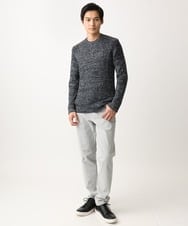 MKFDC21099 MK MICHEL KLEIN HOMME(MKミッシェルクランオム) 【ふわふわ感触／ギフト／洗える】クルーネックニット / フェザーモールヤーン ネイビー