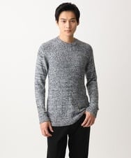 MKFDC21099 MK MICHEL KLEIN HOMME(MKミッシェルクランオム) 【ふわふわ感触／ギフト／洗える】クルーネックニット / フェザーモールヤーン ネイビー