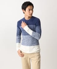 MKFDC21099 MK MICHEL KLEIN HOMME(MKミッシェルクランオム) 【ふわふわ感触／ギフト／洗える】クルーネックニット / フェザーモールヤーン ネイビー