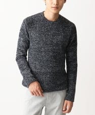 MKFDC21099 MK MICHEL KLEIN HOMME(MKミッシェルクランオム) 【ふわふわ感触／ギフト／洗える】クルーネックニット / フェザーモールヤーン ダークグレー