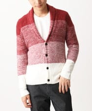 MKFDC22130 MK MICHEL KLEIN HOMME(MKミッシェルクランオム) 【5色展開／ギフト／洗える】ショールカラーカーディガン / フェザーモールヤーン オレンジ