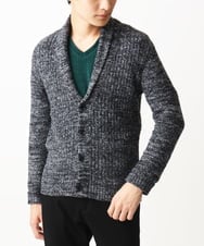 MKFDC22130 MK MICHEL KLEIN HOMME(MKミッシェルクランオム) 【5色展開／ギフト／洗える】ショールカラーカーディガン / フェザーモールヤーン ダークグレー