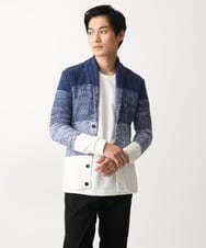 MKFDC22130 MK MICHEL KLEIN HOMME(MKミッシェルクランオム) 【5色展開／ギフト／洗える】ショールカラーカーディガン / フェザーモールヤーン ダークグレー
