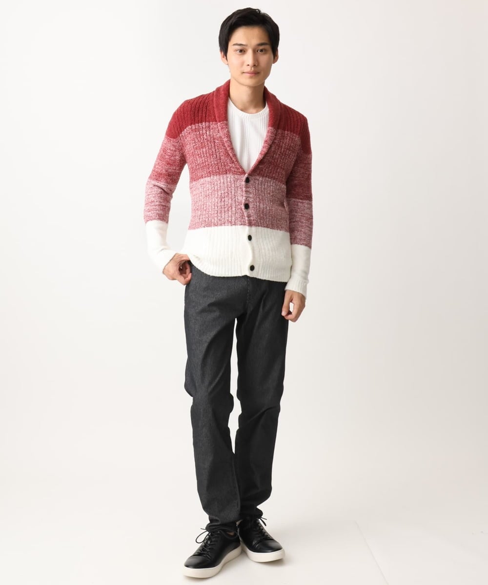 MKFDC22130 MK MICHEL KLEIN HOMME(MKミッシェルクランオム) 【5色展開／ギフト／洗える】ショールカラーカーディガン / フェザーモールヤーン ダークグレー