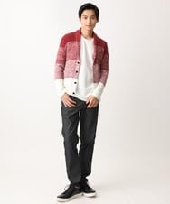 MKFDC22130 MK MICHEL KLEIN HOMME(MKミッシェルクランオム) 【5色展開／ギフト／洗える】ショールカラーカーディガン / フェザーモールヤーン ダークグレー