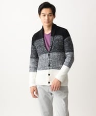 MKFDC22130 MK MICHEL KLEIN HOMME(MKミッシェルクランオム) 【5色展開／ギフト／洗える】ショールカラーカーディガン / フェザーモールヤーン ダークグレー