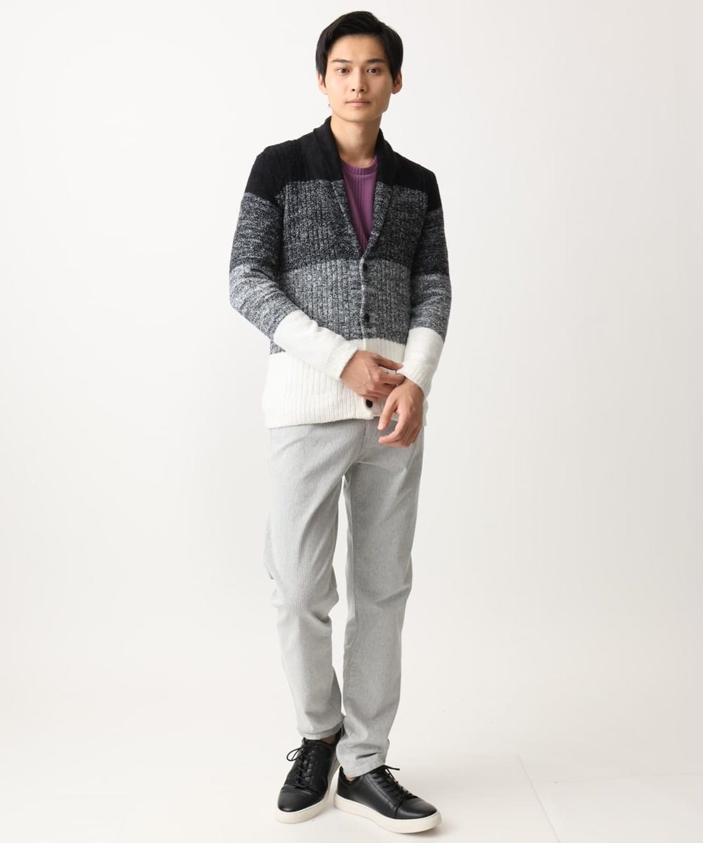 MKFDC22130 MK MICHEL KLEIN HOMME(MKミッシェルクランオム) 【5色展開／ギフト／洗える】ショールカラーカーディガン / フェザーモールヤーン ダークグレー