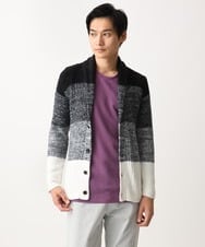 MKFDC22130 MK MICHEL KLEIN HOMME(MKミッシェルクランオム) 【5色展開／ギフト／洗える】ショールカラーカーディガン / フェザーモールヤーン ダークグレー