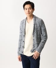 MKFDC22130 MK MICHEL KLEIN HOMME(MKミッシェルクランオム) 【5色展開／ギフト／洗える】ショールカラーカーディガン / フェザーモールヤーン ダークグレー