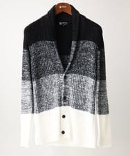 MKFDC22130 MK MICHEL KLEIN HOMME(MKミッシェルクランオム) 【5色展開／ギフト／洗える】ショールカラーカーディガン / フェザーモールヤーン ブラック