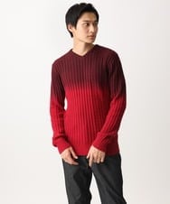 MKFDC40110 MK MICHEL KLEIN HOMME(MKミッシェルクランオム) 【在庫限り！/秋・春着用可能/洗える/コットン糸】Vネックニット/グラデーションケーブル ブルー