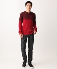 MKFDC40110 MK MICHEL KLEIN HOMME(MKミッシェルクランオム) 【在庫限り！/秋・春着用可能/洗える/コットン糸】Vネックニット/グラデーションケーブル ブルー