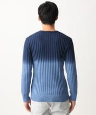 MKFDC40110 MK MICHEL KLEIN HOMME(MKミッシェルクランオム) 【在庫限り！/秋・春着用可能/洗える/コットン糸】Vネックニット/グラデーションケーブル ブルー