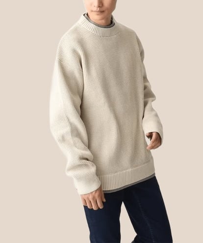 MKFDC80069 MK MICHEL KLEIN HOMME 【残りわずか/在庫限り/洗える】プルオーバーニット/ワッフル編みフェイクニット