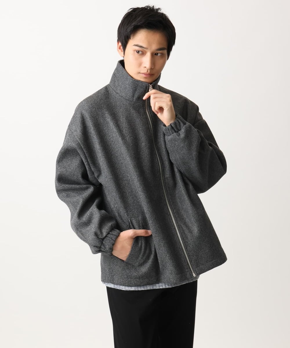 MKJAC86150 MK MICHEL KLEIN HOMME(MKミッシェルクランオム) 【残りわずか/在庫限り/ゆったりサイズ】ジップアップジャケット/ジャージメルトン ダークグレー
