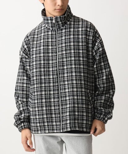 MKJAC87150 MK MICHEL KLEIN HOMME 【残りわずか/在庫限り/ゆったりサイズ】ジップアップチェックジャケット/ジャージメルトン