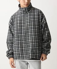 MKJAC87150 MK MICHEL KLEIN HOMME(MKミッシェルクランオム) 【残りわずか/在庫限り/ゆったりサイズ】ジップアップチェックジャケット/ジャージメルトン ゴールド