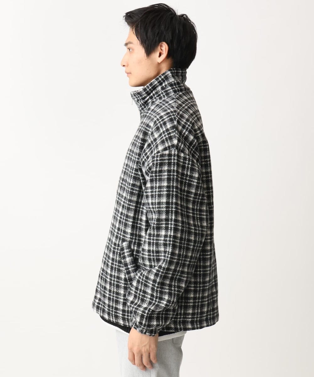 MKJAC87150 MK MICHEL KLEIN HOMME(MKミッシェルクランオム) 【残りわずか/在庫限り/ゆったりサイズ】ジップアップチェックジャケット/ジャージメルトン ゴールド