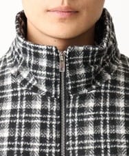 MKJAC87150 MK MICHEL KLEIN HOMME(MKミッシェルクランオム) 【残りわずか/在庫限り/ゆったりサイズ】ジップアップチェックジャケット/ジャージメルトン ゴールド