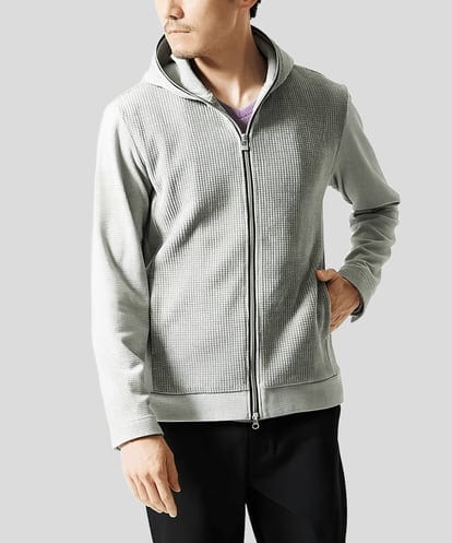 MKJAF09160 MK MICHEL KLEIN HOMME 【洗える/ストレッチ】ワッフルベロア ジップパーカー