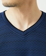 MKKAF04069 MK MICHEL KLEIN HOMME(MKミッシェルクランオム) ZIGZAGジャガードカットソー ネイビー