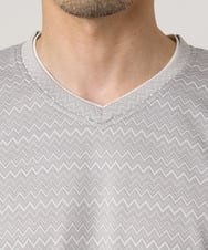 MKKAF04069 MK MICHEL KLEIN HOMME(MKミッシェルクランオム) ZIGZAGジャガードカットソー ライトグレー