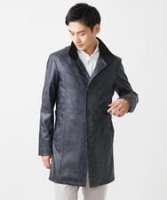 MKUAA61363 MK MICHEL KLEIN HOMME(MKミッシェルクランオム) 【Sサイズのみ！/在庫限り/キルトライナー付き】スタンドコート/TECレザージャージ ブラック