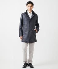 MKUAA61363 MK MICHEL KLEIN HOMME(MKミッシェルクランオム) 【Sサイズのみ！/在庫限り/キルトライナー付き】スタンドコート/TECレザージャージ ブラック