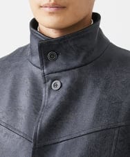 MKUAA61363 MK MICHEL KLEIN HOMME(MKミッシェルクランオム) 【Sサイズのみ！/在庫限り/キルトライナー付き】スタンドコート/TECレザージャージ ブラック