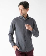 MNBAF55210 MICHEL KLEIN HOMME(ミッシェルクラン オム) 《日本製》ストライプ柄ジャージ長袖シャツ ネイビー
