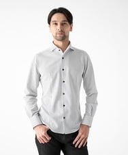 MNBAF55210 MICHEL KLEIN HOMME(ミッシェルクラン オム) 《日本製》ストライプ柄ジャージ長袖シャツ ホワイト