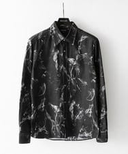 MNBGD51290 MICHEL KLEIN HOMME(ミッシェルクラン オム) スモーク柄長袖シャツ ブラック