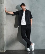MNBJD63250 MICHEL KLEIN HOMME(ミッシェルクラン オム) 【セットアップ】異素材コンビ半袖シャツ ダークグレー