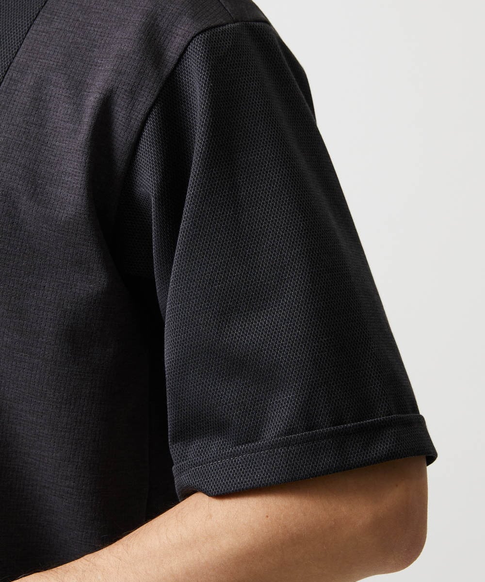 MNBJD63250 MICHEL KLEIN HOMME(ミッシェルクラン オム) 【セットアップ】異素材コンビ半袖シャツ ダークグレー