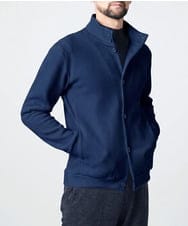MNCAI50270 MICHEL KLEIN HOMME(ミッシェルクラン オム) ウェーブ柄スタンドカラーボタンカーディガン ネイビー