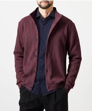 MNCAI50270 MICHEL KLEIN HOMME(ミッシェルクラン オム) ウェーブ柄スタンドカラーボタンカーディガン パープル